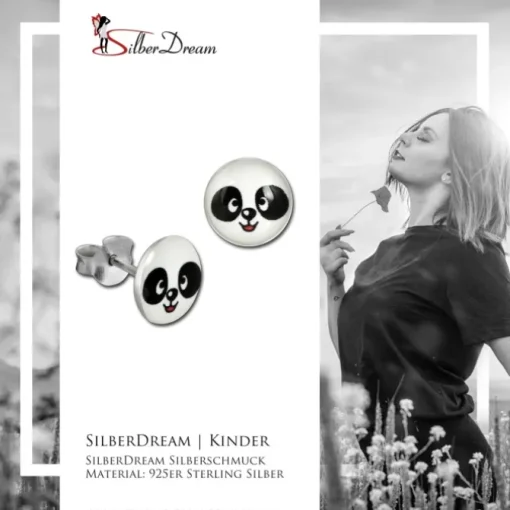 SilberDream Ohrstecker Logo Print Panda Kinder Damen Ohrring 925 Silber SDO85137
