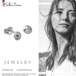SilberDream Ohrstecker Niete rund 925 Sterling Silber Ohrring SDO8210J