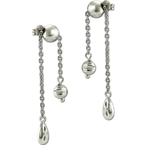 SilberDream Ohrstecker Ohrhänger Kugel Tropfen glänzend 925 Silber SDO6712J