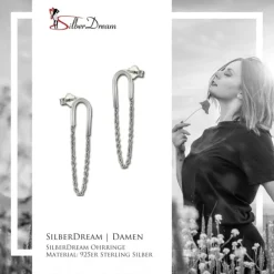 SilberDream Ohrstecker Ohrhänger Oval glänzend 925 Silber SDO6713J