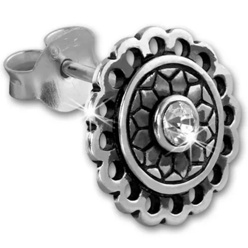 SilberDream Ohrstecker Ornament Zirkonia weiß 925er Silber Damen SDO8517W