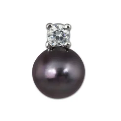 SilberDream Ohrstecker Perle schwarz Zirkonia Damen 925er Silber SDO1738S