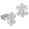 SilberDream Ohrstecker Puzzle Zirkonia weiß 925er Silber Ohrring SDO8033W