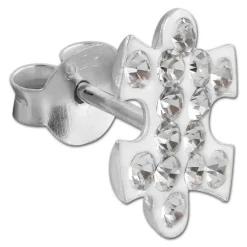 SilberDream Ohrstecker Puzzle Zirkonia weiß 925er Silber Ohrring SDO8033W