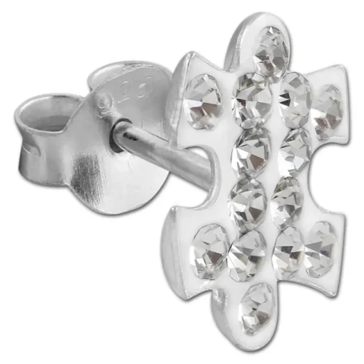 SilberDream Ohrstecker Puzzle Zirkonia weiß 925er Silber Ohrring SDO8033W