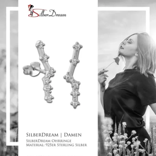 SilberDream Ohrstecker Ranke Zirkonia weiß 925er Silber Damen SDO466W