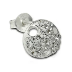 SilberDream Ohrstecker Rund Zirkonia weiß 925er Silber Ohrring SDO8028W