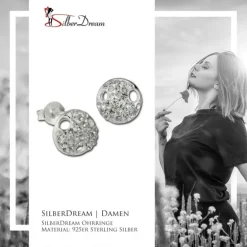 SilberDream Ohrstecker Rund Zirkonia weiß 925er Silber Ohrring SDO8028W