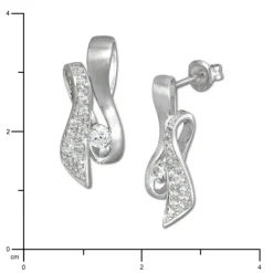 SilberDream Ohrstecker Schleife Zirkonia weiß, teilmattiert SDO297PW