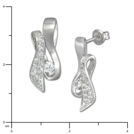 SilberDream Ohrstecker Schleife Zirkonia weiß, teilmattiert SDO297PW