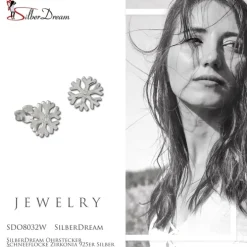 SilberDream Ohrstecker Schneeflocke Zirkonia 925er Silber Ohrring SDO8032W