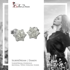SilberDream Ohrstecker Stern mit Zirkonia weiß Silber Ohrringe SDO791W