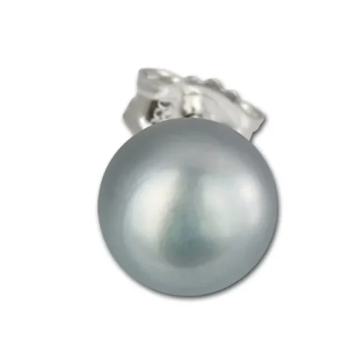SilberDream Ohrstecker Süßwasser Perle grau 9mm 925 Silber SDO109K
