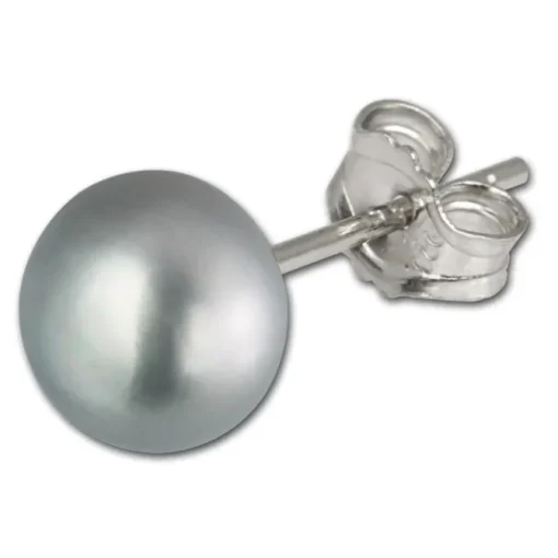 SilberDream Ohrstecker Süßwasser Perle grau 9mm 925 Silber SDO109K