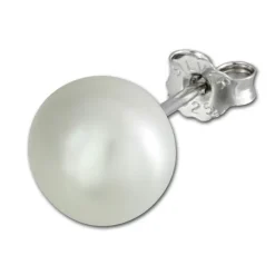 SilberDream Ohrstecker Süßwasser Perle weiß 9mm 925 Silber SDO128W