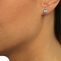 SilberDream Ohrstecker Süßwasser Perle grau 8mm 925 Silber SDO108K