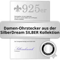 SilberDream Ohrstecker Süßwasser Perle 5mm schwarz 925 Silber SDO105S