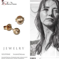 SilberDream Ohrstecker vergoldet Kugel rosegold 925er Ohrring SDO9504E