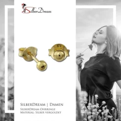 SilberDream Ohrstecker vergoldet Kugel glänzend 925er Ohrring SDO9503Y
