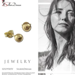 SilberDream Ohrstecker vergoldet Kugel glänzend 925er Ohrring SDO9505Y