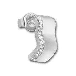 SilberDream Ohrstecker Welle Zirkonia weiß 925 Silber Damen Ohrring SDO4275W