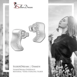 SilberDream Ohrstecker Welle Zirkonia weiß 925 Silber Damen Ohrring SDO4275W