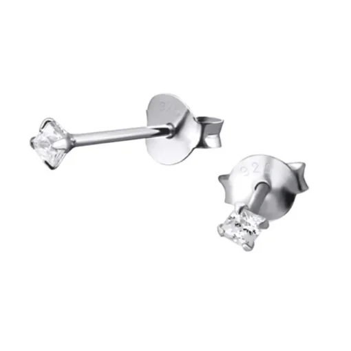 SilberDream Ohrstecker Zirkonia Viereck 2mm weiß 925 Silber SDO8501W