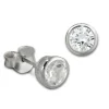 SilberDream Ohrstecker Zirkonia Rund 5mm weiß 925 Silber SDO8509W