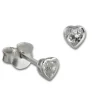 SilberDream Ohrstecker Zirkonia Herz 4mm weiß 925 Silber SDO8506W