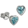 SilberDream Ohrstecker Zirkonia Herz 7mm hellblau 925 Silber SDO8507H
