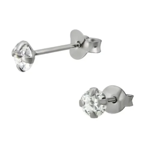 SilberDream Ohrstecker Zirkonia weiß 4mm Silber 925 Ohrring SDO8504W