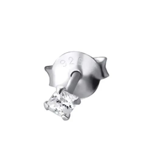 SilberDream Ohrstecker Zirkonia Viereck 2mm weiß 925 Silber SDO8501W