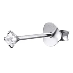 SilberDream Ohrstecker Zirkonia Viereck 2mm weiß 925 Silber SDO8501W