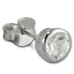 SilberDream Ohrstecker Zirkonia Rund 5mm weiß 925 Silber SDO8509W