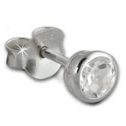 SilberDream Ohrstecker Zirkonia Rund 4mm weiß 925 Silber SDO8508W