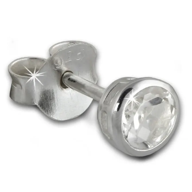 SilberDream Ohrstecker Zirkonia Rund 4mm weiß 925 Silber SDO8508W