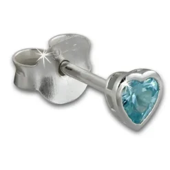 SilberDream Ohrstecker Zirkonia Herz 4mm hellblau 925 Silber SDO8506H