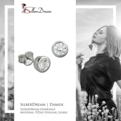SilberDream Ohrstecker Zirkonia Rund 5mm weiß 925 Silber SDO8509W