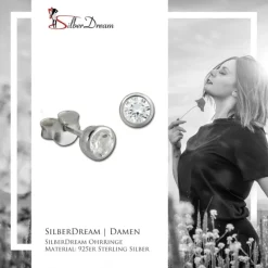 SilberDream Ohrstecker Zirkonia Rund 4mm weiß 925 Silber SDO8508W