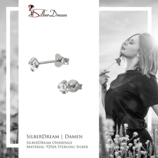 SilberDream Ohrstecker Zirkonia weiß 4mm Silber 925 Ohrring SDO8504W