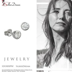 SilberDream Ohrstecker Zirkonia Rund 5mm weiß 925 Silber SDO8509W