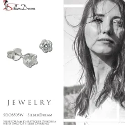 SilberDream Ohrstecker Zirkonia weiß 5mm 925 Silber Ohrring SDO8505W