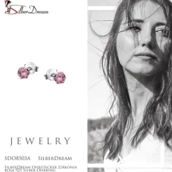 SilberDream Ohrstecker Zirkonia rosa 925 Silber Ohrring SDO8503A
