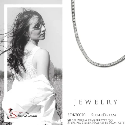 SilberDream Panzerkette 925 Sterling Silber Halskette 70cm Kette SDK20070