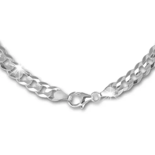 SilberDream Panzerkette facettiert 925 Silber Halskette 45cm Kette SDK28445J