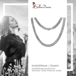 SilberDream Panzerkette facettiert 925 Silber Halskette 45cm Kette SDK28445J