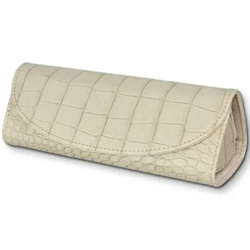 SilberDream Reiseschmuckbox Croco Echtleder creme Schmuckbox dreieckig LB173W