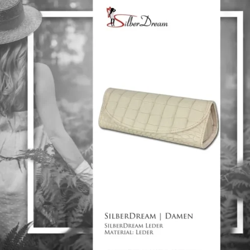 SilberDream Reiseschmuckbox Croco Echtleder creme Schmuckbox dreieckig LB173W