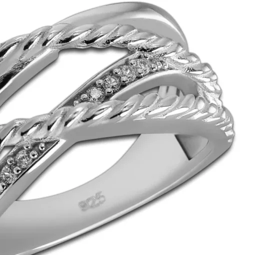 SilberDream Ring Bandring gedreht Zirkonia weiß Gr.58 aus 925er Silber SDR411W58