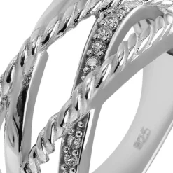 SilberDream Ring Bandring gedreht Zirkonia weiß Gr.58 aus 925er Silber SDR411W58